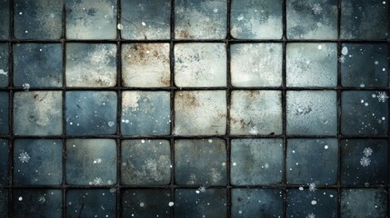 Naklejka premium Frosted glass panes, winter scene.