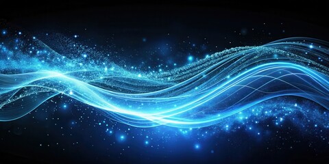 Abstract Blue Wave Energy with Sparkling Dust Particles