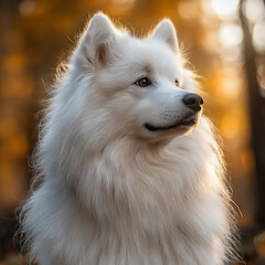 Fototapeta premium samoyed sniffing air