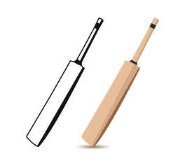 Cricket Bat Illustrations, Equipment Cricket Bat With Premium Vector.Cricket Bats Isolated Vector Set, Cricket Sports Elements. Cricket Game Parts