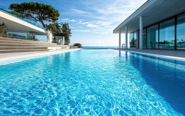 Fototapeta premium clean and beauty modern pool stock photo