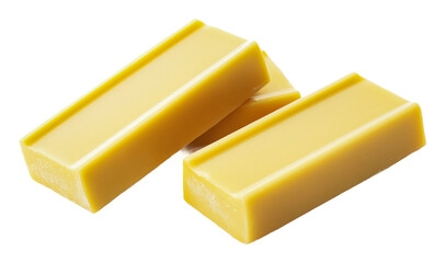 PNG Yellow wax bars stacked on a white background