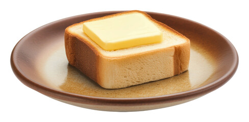 PNG Simple buttered toast on a plate for breakfast