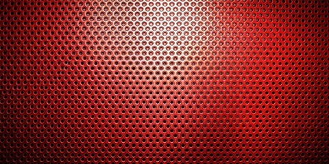 Red Perforated Metal Sheet Texture Background with Gradient Lighting