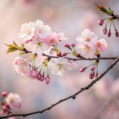 Obraz premium water color cherry blossom sakura branch of tree