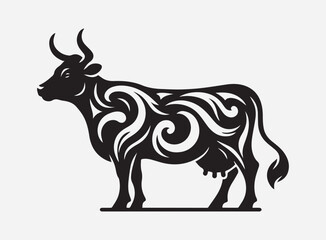 Obraz premium High Quality Cow Silhouette Vector for Design Projects