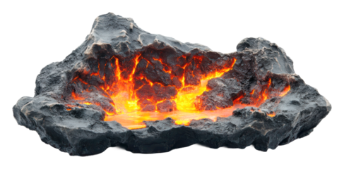 PNG Lava rock formation with glowing orange lava flow