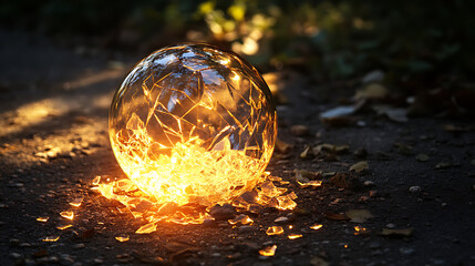12. A glowing glass sphere shattering on the ground, creating a cascade of light shards. (3)