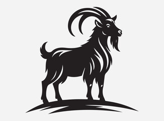 Black Color Goat Silhouette Vector for Design Projects - High Quality