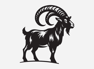 Black Color Goat Silhouette Vector for Design Projects - High Quality