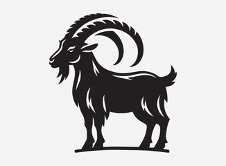 Black Color Goat Silhouette Vector for Design Projects - High Quality