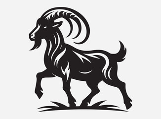 Black Color Goat Silhouette Vector for Design Projects - High Quality