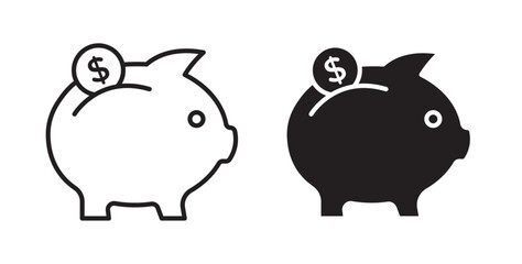Piggy bank icons pack for ui designs