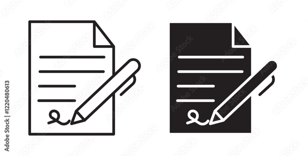 Poster signed contract icons pack for ui designs