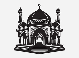 High Quality Islamic Tomb Silhouette Vector for Design Projects 