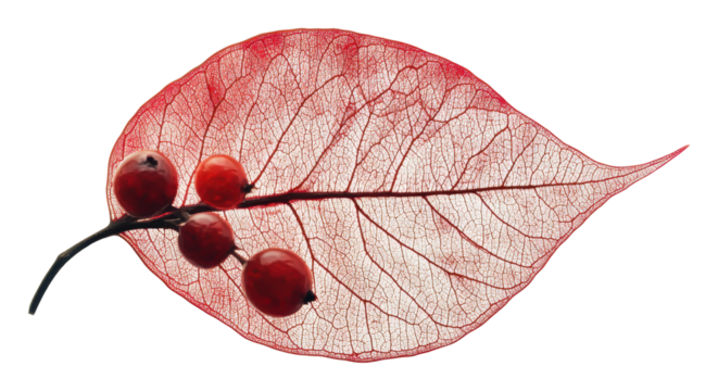 PNG Intricate red leaf with berries