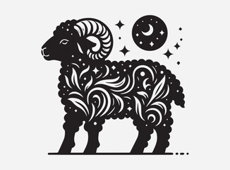 Cute Black Lamb Silhouette Vector for Design, Clipart, and Illustration