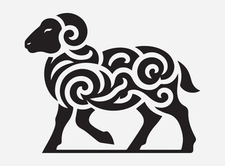 Cute Black Lamb Silhouette Vector for Design, Clipart, and Illustration