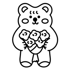 teddy bear give flower