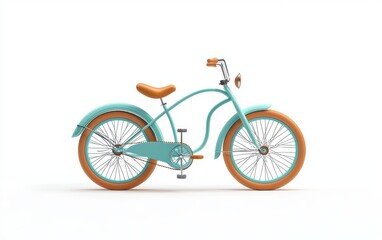 Fototapeta premium 3D icon cartoon bicycle isolated on a white background
