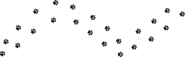 Dog paw print foot trail on white background © AnukulChandra