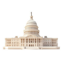 Fototapeta premium 3D front view illustration of a U.S. Capitol United States monument isolated on a white background. --stylize 300 --v 6.1.png