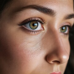 Obraz premium A close-up of human blue eye with a delicate glow