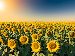Fototapeta premium Sun flower field in summer