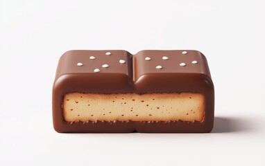 3D icon cartoon chocolate bar with bite isolated on a white background