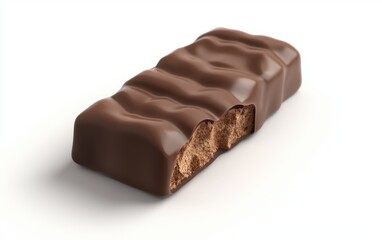 3D icon cartoon chocolate bar with bite isolated on a white background