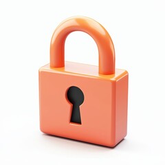 3D icon cartoon padlock with a keyhole symbolizing security isolated on a white background
