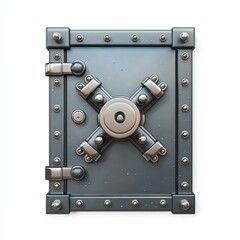 Fototapeta premium 3D icon cartoon secure vault door with a heavy-duty lock mechanism isolated on a white background 