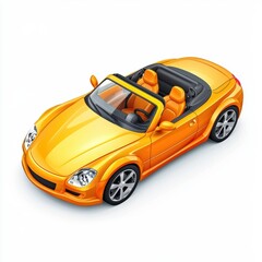 3D icon cartoon convertible car with the top down isolated on a white background