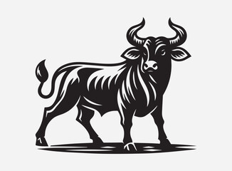 Oxen Black Silhouette Vector for Farm Design, Clipart, and Illustration