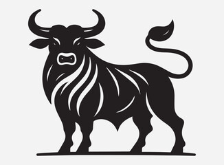 Oxen Black Silhouette Vector for Farm Design, Clipart, and Illustration