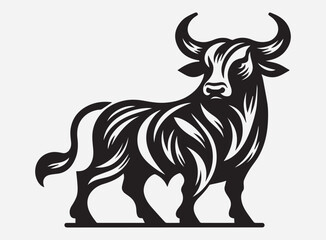 Oxen Black Silhouette Vector for Farm Design, Clipart, and Illustration