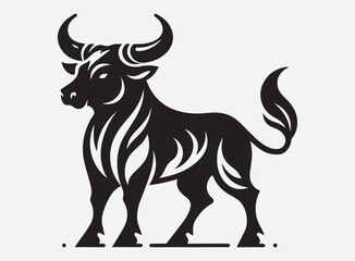 Oxen Black Silhouette Vector for Farm Design, Clipart, and Illustration
