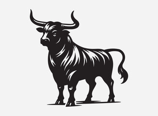 Oxen Black Silhouette Vector for Farm Design, Clipart, and Illustration
