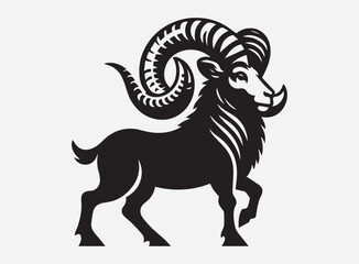 Ram Black Silhouette Vector for Farm Design, Clipart, and Illustration