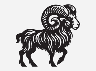 Ram Black Silhouette Vector for Farm Design, Clipart, and Illustration