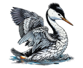 Western grebe color on a white background