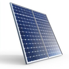 A single solar panel standing upright with visible grid details and a realistic metallic frame, isolated on a clean white background