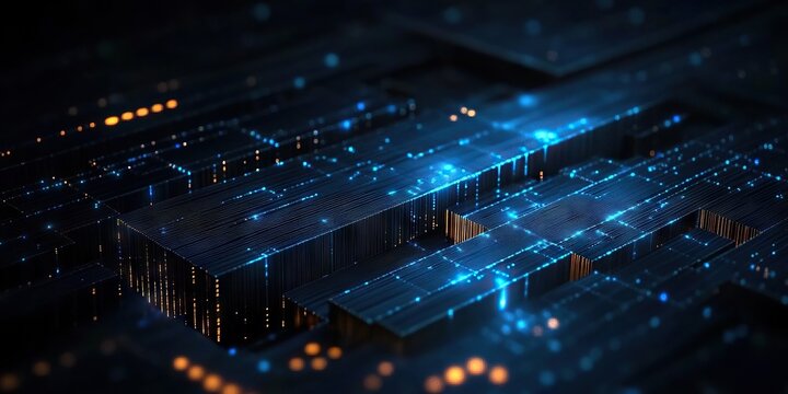 Digital background perfect for tech processes, neural networks, artificial intelligence, data transfer and encryption, digital archives, sound and graphic presentations, science, education, etc.