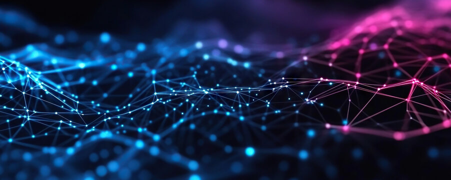 Digital background perfect for tech processes, neural networks, artificial intelligence, data transfer and encryption, digital archives, sound and graphic presentations, science, education, etc.