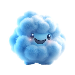 Fluffy 3D Cartoon Character with a Smile Isolated on Transparent Background