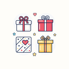 Gift Line Icons - Pixel Perfect and Editable for Web and Mobile