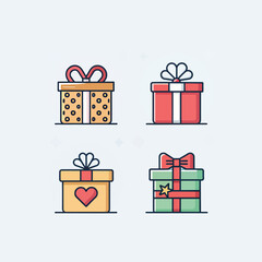 Gift Line Icons - Pixel Perfect and Editable for Web and Mobile