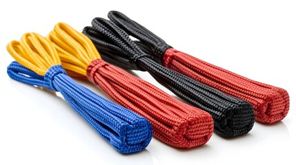 Colorful braided cords on a white background