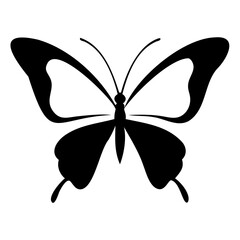 Beautiful Minimalist Butterfly black silhouette vector illustration isolated on a transparent background