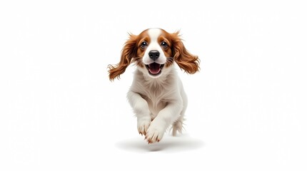 Fototapeta premium English cocker spaniel, young dog, posing on white background. Concept of movement, action, displacement